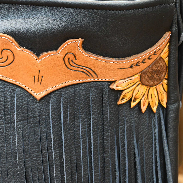 Handmade Cowboy Oasis Leather Tooled Flower Purse