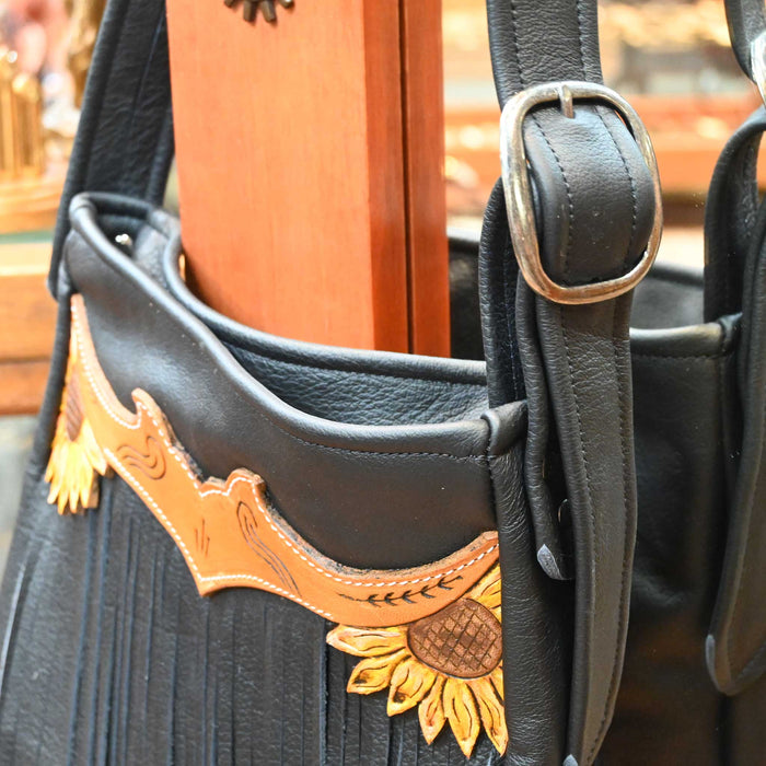 Handmade Cowboy Oasis Leather Tooled Flower Purse