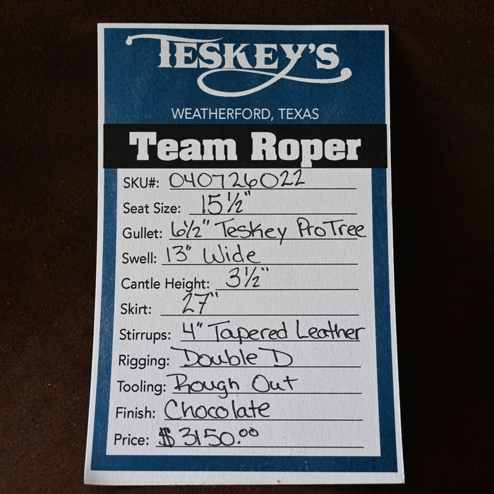 15.5" TESKEY'S TEAM ROPING SADDLE