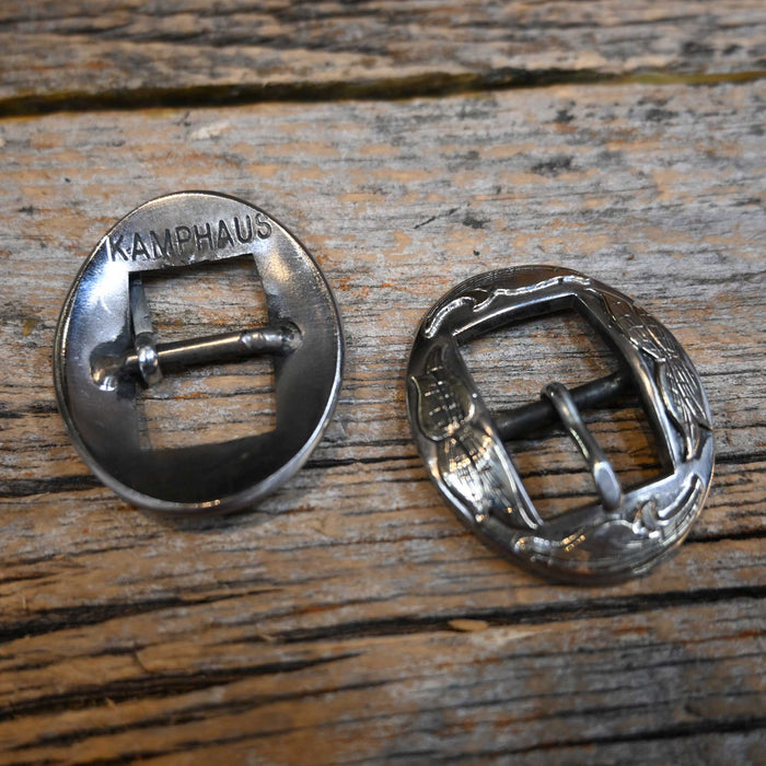 KAMPHAUS 5/8" Silver Mounted Round Floral Headstall Buckles Tack - Conchos & Hardware Kamphaus