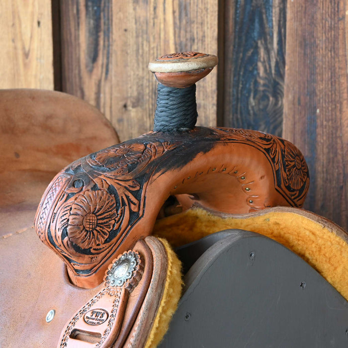 14.5" USED TRENT WARD TEAM ROPING SADDLE