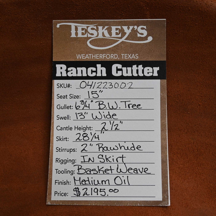 15" TESKEY'S RANCH CUTTER SADDLE