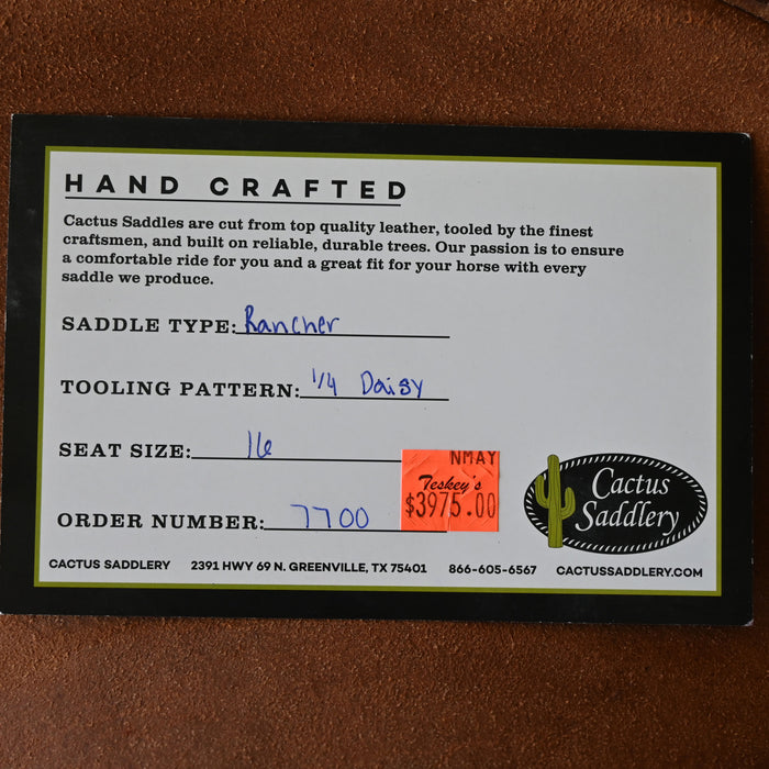 16" CACTUS RANCH SADDLE