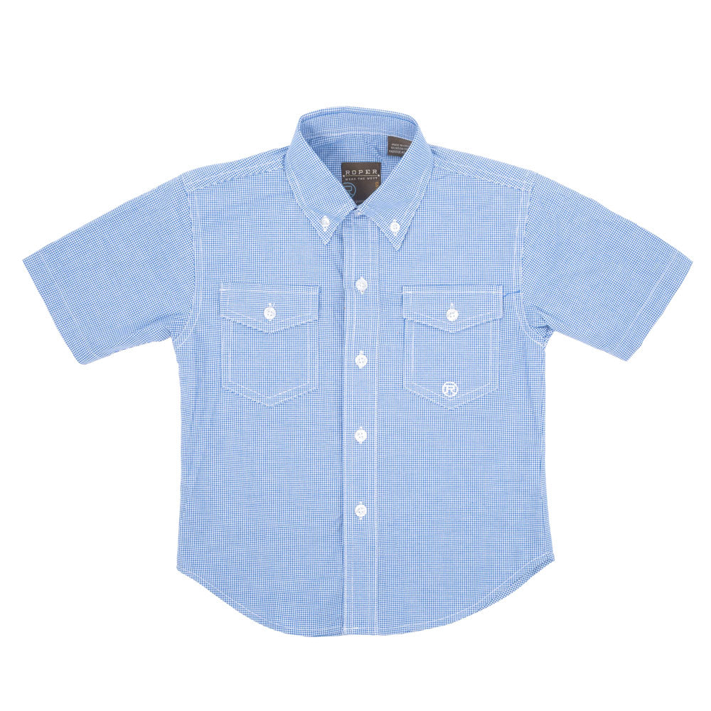 Roper Boy's Stretch Mini-checkered Button Down Shirt KIDS - Boys - Clothing - Shirts - Short Sleeve Shirts Roper Apparel & Footwear