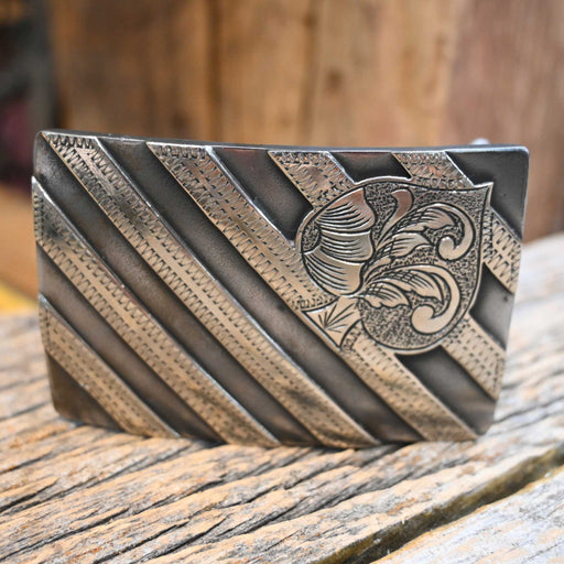 Turtle Jones Silver Mounted Stripes & Spade Motif Belt Buckle ACCESSORIES - Additional Accessories - Buckles Turtle Jones