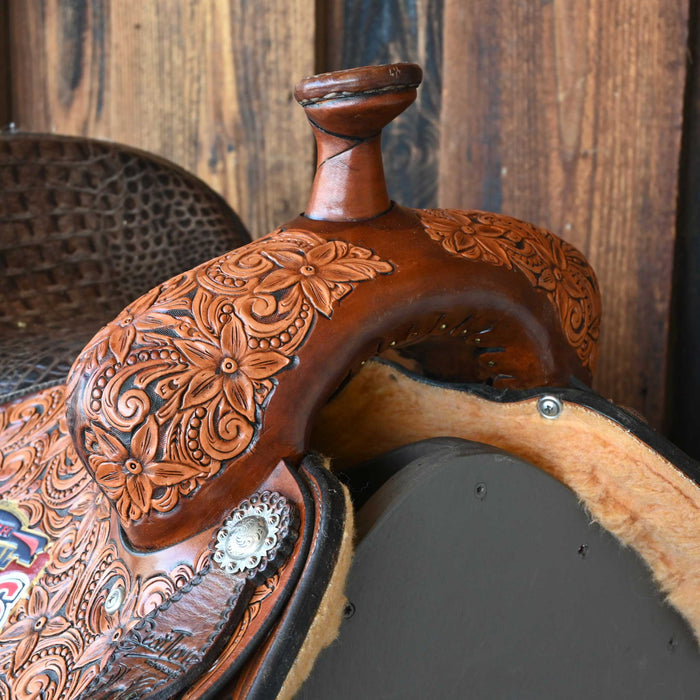 15" USED SCOTT THOMAS TEAM ROPING SADDLE