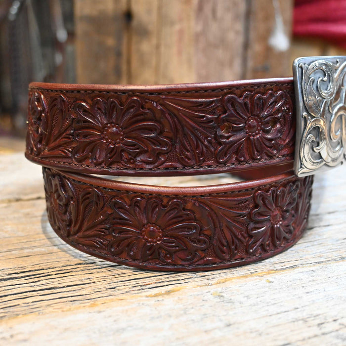 Casey Tew Mahogany Fully Tooled Handmade Belt