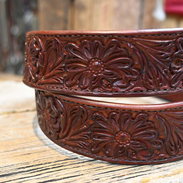 Casey Tew Mahogany Fully Tooled Handmade Belt
