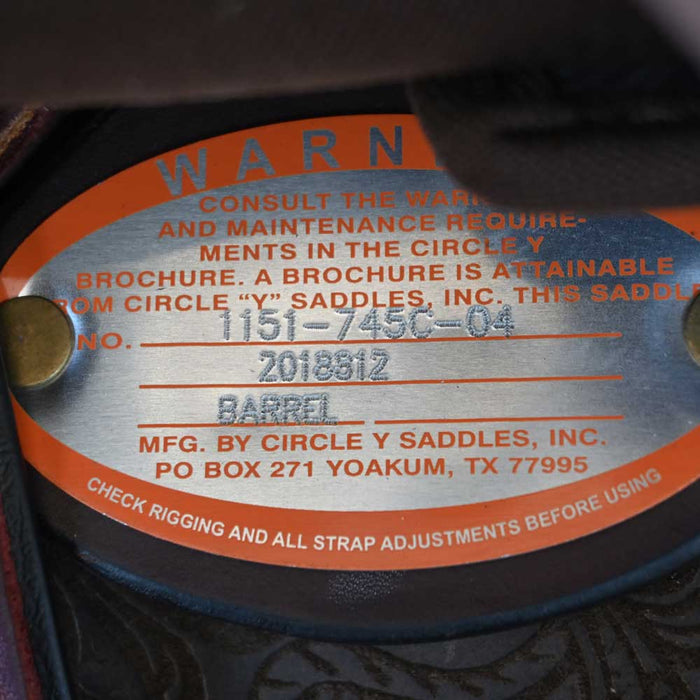 14.5" USED CIRCLE Y MARTHA JOSEY ULTIMATE BARREL SADDLE Saddles - Used Circle Y Saddlery