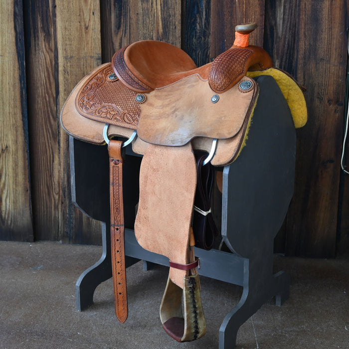 13" USED CHRIS NEAL CALF ROPING SADDLE Saddles - Used Chris Neal