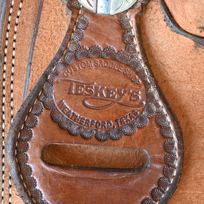 15" USED TESKEY'S TEAM ROPING SADDLE