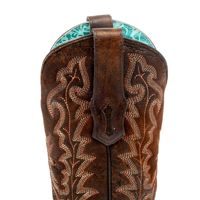 Corral Brown Embroidered Wide Square Toe Western Boot WOMEN - Footwear - Boots - Western Boots Corral Boots