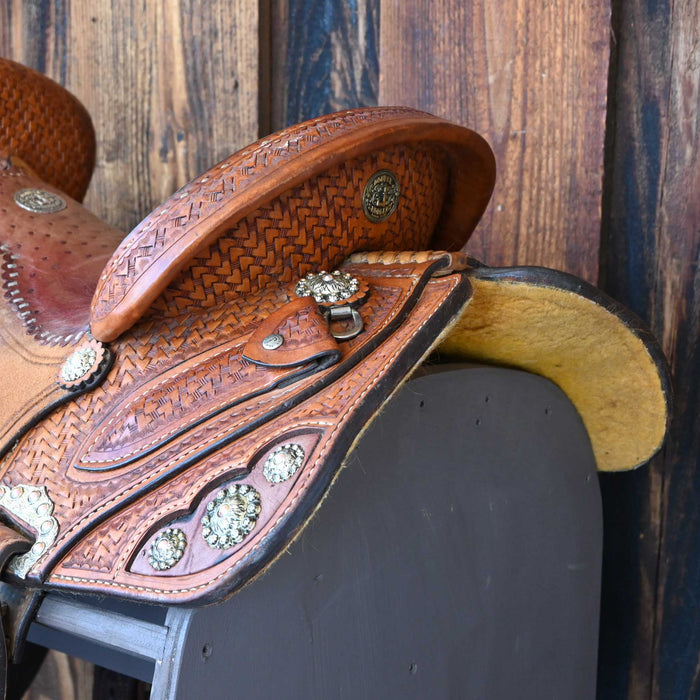15" USED DOUBLE J LYNN MCKENZIE BARREL SADDLE