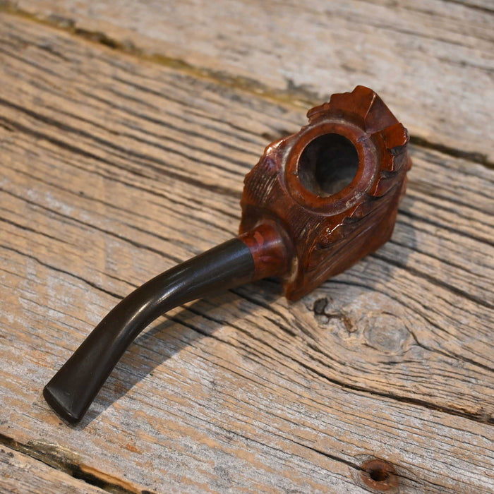 Hand Carved Briar Wood Indian Head Pipe Collectibles misc
