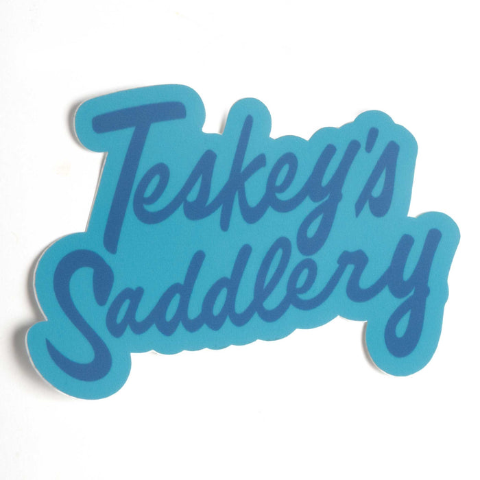 Teskey's Saddlery Large Script Sticker - Blue