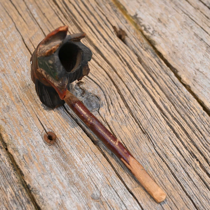 Hand Carved Wood Indian Head Pipe Collectibles misc