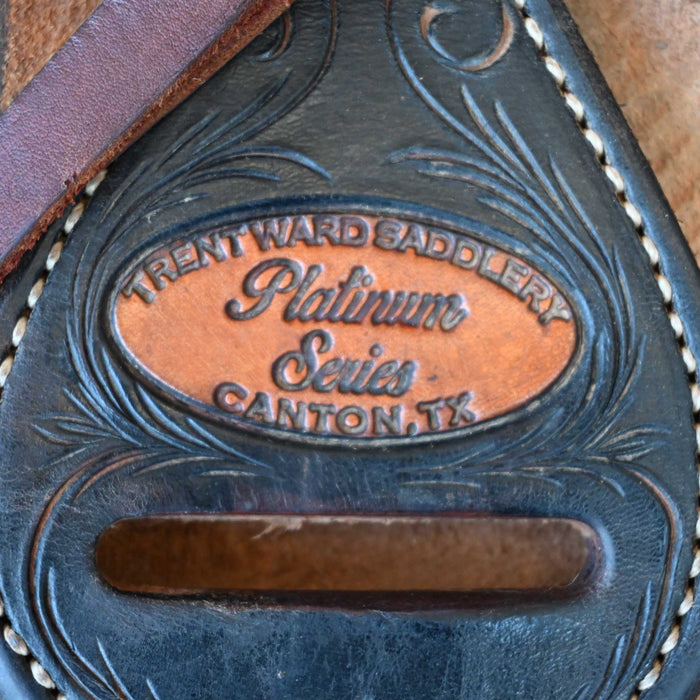 15" USED TRENT WARD PLATINUM SERIES TEAM ROPING SADDLE