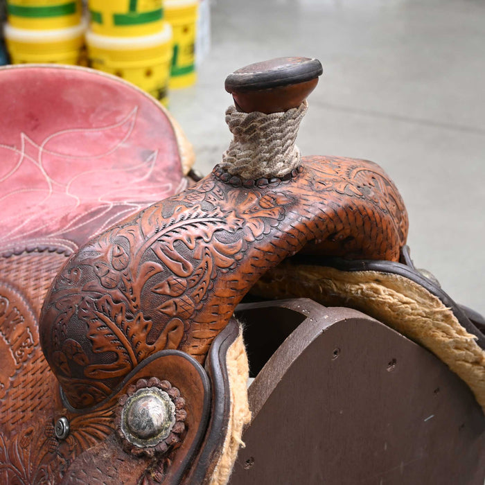 14" USED PAUL AMMERMAN TEAM ROPING SADDLE
