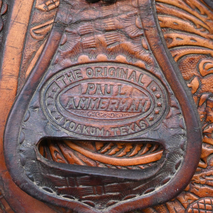14" USED PAUL AMMERMAN TEAM ROPING SADDLE
