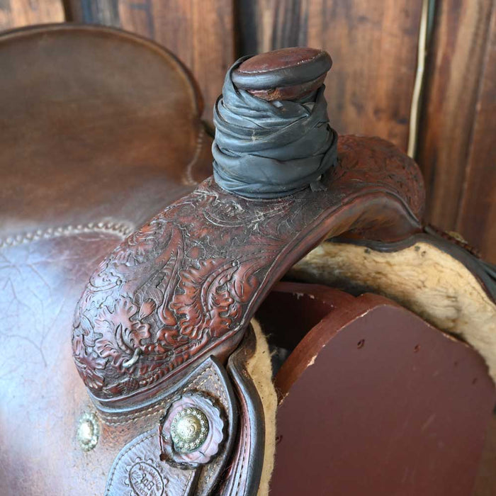 15" USED JAY NORDLEY ROPING SADDLE Saddles - Used Jay Nordley