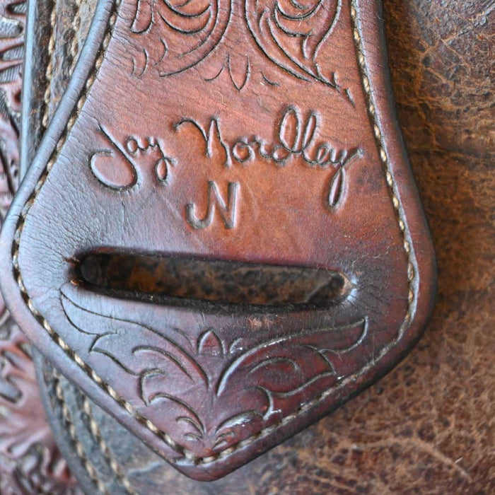 15" USED JAY NORDLEY ROPING SADDLE Saddles - Used Jay Nordley