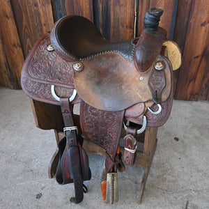 14" USED JEFF SMITH ROPING SADDLE Saddles Jeff Smith   