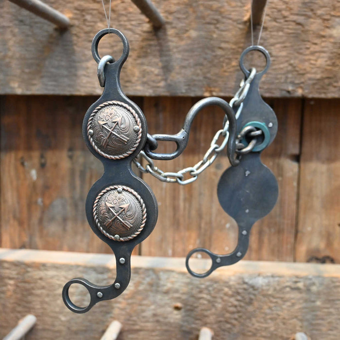 Paul Petska Ported Chain Bit w/ Copper Arrows Conchos Tack - Bits Paul Petska