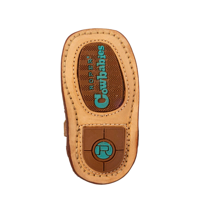 Roper Infant Cowbabies Pink Metallic Cattle Brands Brown Boot