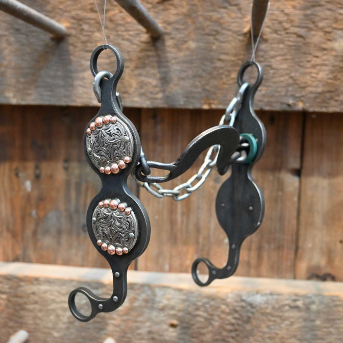 Paul Petska Washer Ported Chain Bit w/Copper Dotted Conchos Tack - Bits Paul Petska