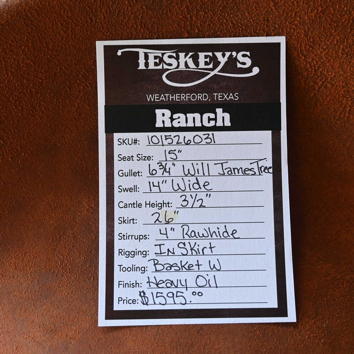 15" TESKEY'S STRIP DOWN RANCH SADDLE