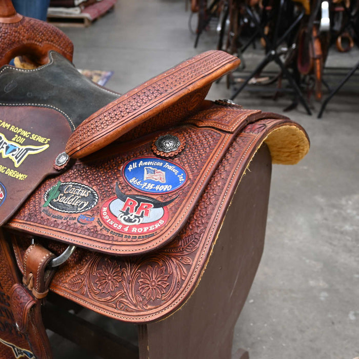 14.5" USED SCOTT THOMAS TEAM ROPING SADDLE