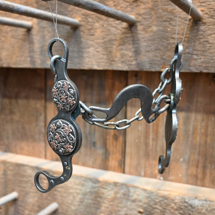 Paul Petska Washer Ported Chain Bit w/Floral Copper Conchos Tack - Bits Paul Petska
