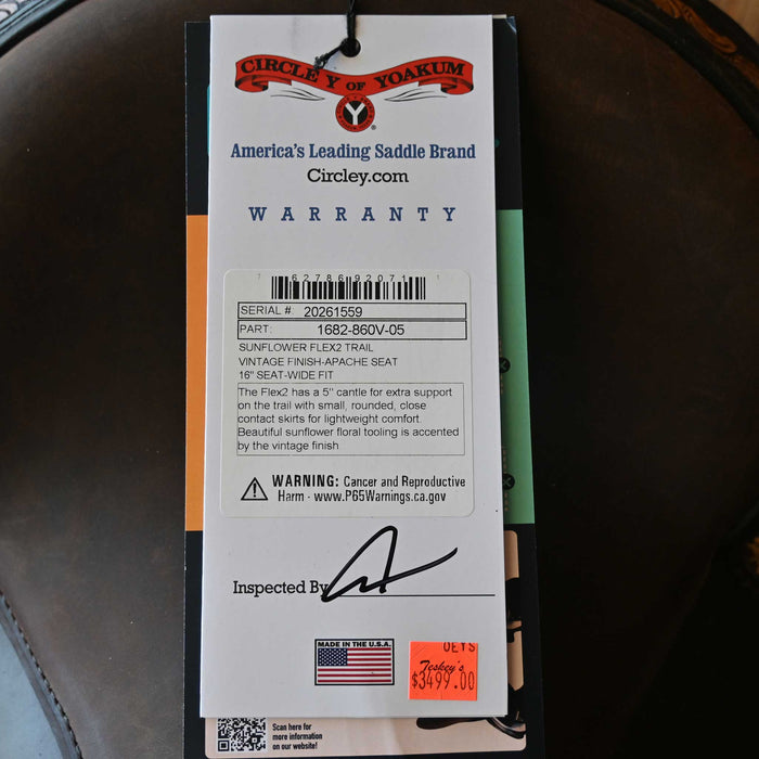 16" CIRCLE Y SUNFLOWER FLEX2 TRAIL SADDLE
