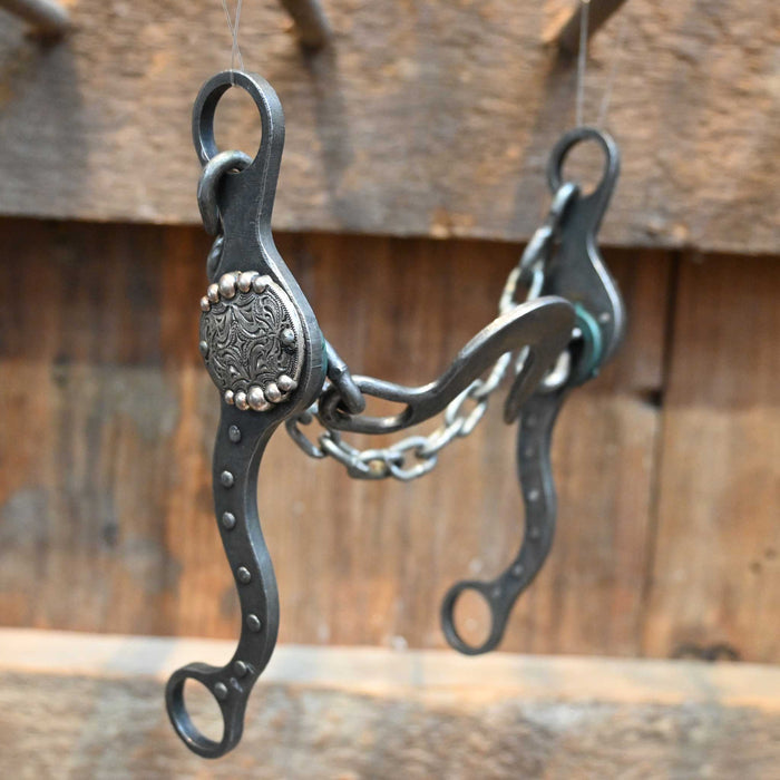 Paul Petska Washer Ported Chain Bit w/Silver Dotted Concho Tack - Bits Paul Petska