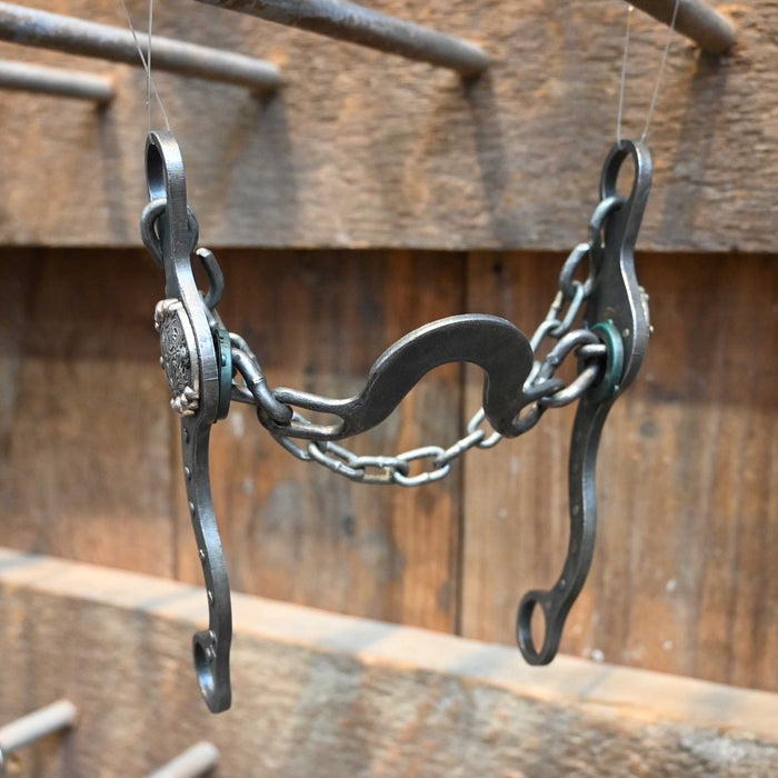 Paul Petska Washer Ported Chain Bit w/Silver Dotted Concho Tack - Bits Paul Petska