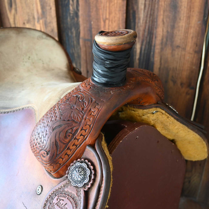 15.5" USED TESKEY'S TEAM ROPING SADDLE