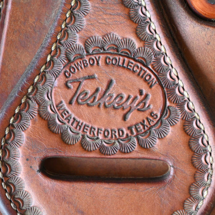 15.5" USED TESKEY'S TEAM ROPING SADDLE