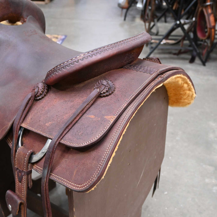 16" USED JEFF SMITH COW HORSE SADDLE