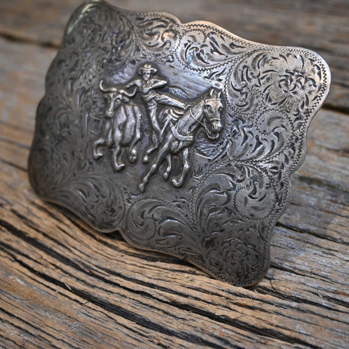 Vintage Solid Sterling Silver Diablo 1950's Bull Dogger Buckle Collectibles Diablo