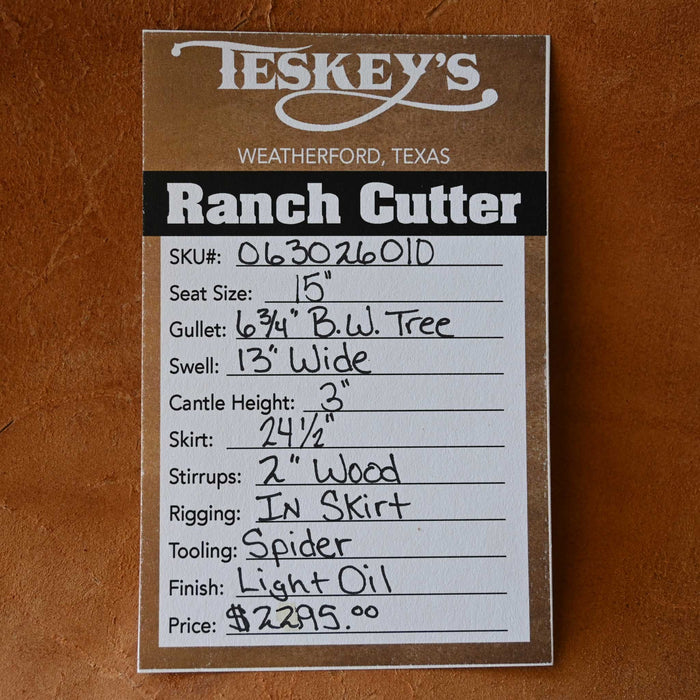 15" TESKEY'S RANCH CUTTER SADDLE