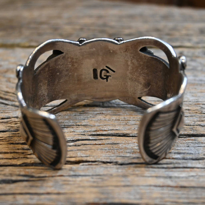 Vintage Bar G Sterling Silver Cuff with nice oval Turquoise Stone Collectibles Bar /G