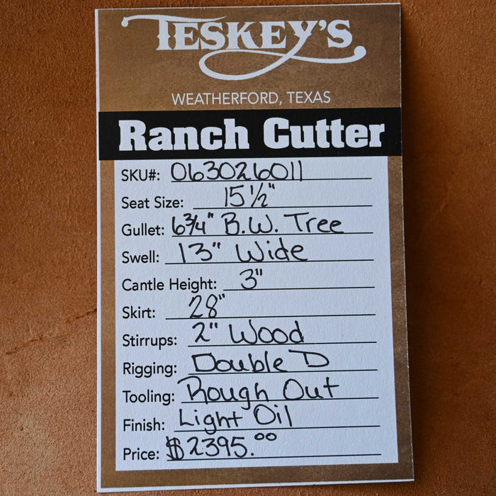 15.5" TESKEY'S RANCH CUTTER SADDLE