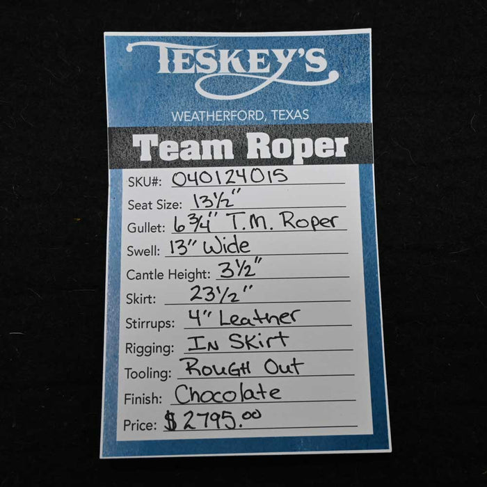 13.5" TESKEY'S LIGHWEIGHT TEAM ROPING SADDLE Saddles - New Teskey's Saddlery