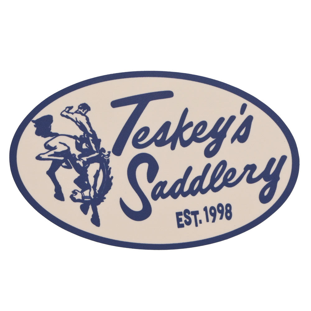 Teskey's Saddlery Retro Oval Sticker - Cream/Navy TESKEY'S GEAR - Stickers Teskey's