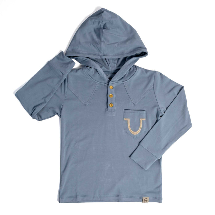 Boy's Cade Henley Dusty Blue Pullover KIDS - Boys - Clothing - Sweatshirts & Hoodies Cowboy Cade
