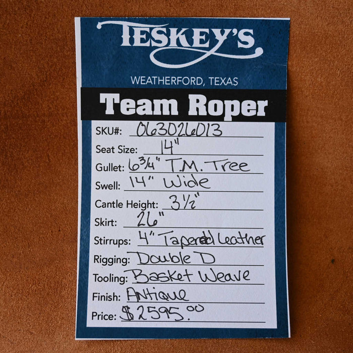 14" TESKEY'S TEAM ROPING SADDLE