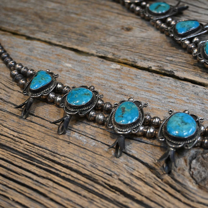 1960's-70's Turquoise Squash Blossom Florets Necklace Collectibles MISC