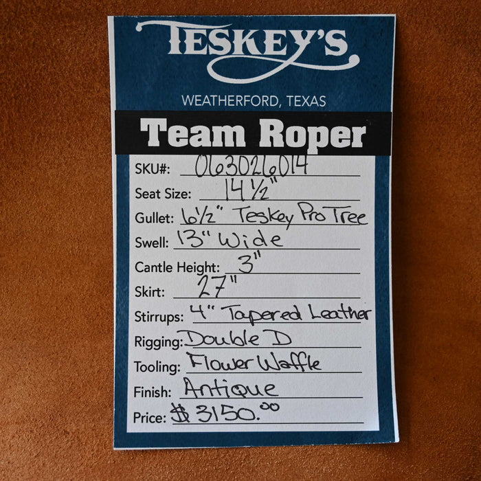 14.5" TESKEY'S TEAM ROPING SADDLE