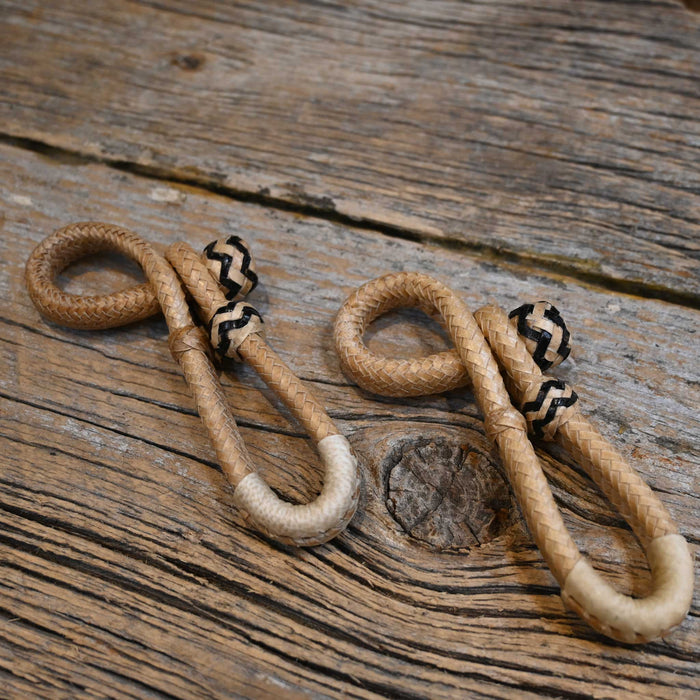 Beige w/ Black Accents Rawhide Rein Connectors Tack - Reins MISC