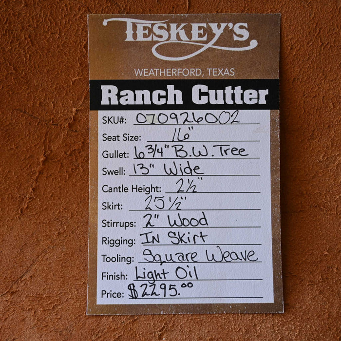 16" TESKEY'S RANCH CUTTER SADDLE